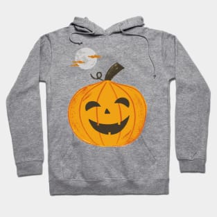 Halloween Carved Pumpkin Under The Moon (White) Hoodie